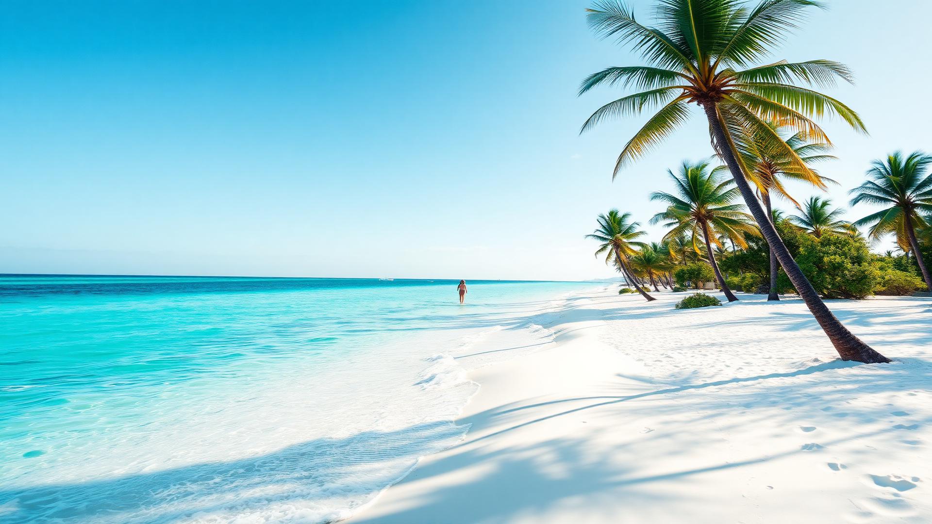 Playa del Caribe con aguas turquesa y palmeras